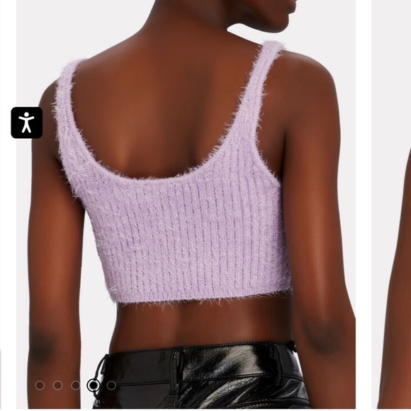 Self Portrait Fluffy Cropped Knit Top in Lilac, M - Picture 4 of 14